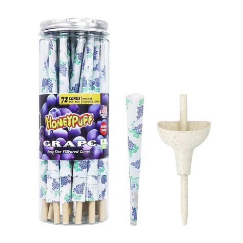 Honeypuff Pre Rolled Cones, 72 Pack Mango Flavored Cones, King Size Pre-Rolled Cone Fruit Juice Rolling Papers (Grape) Pre Rolled Cones, Pre Roll, Mango Flavor, Rolling Paper, Puff And Pass, Fruit Juice, King Size, Grapes, Juice