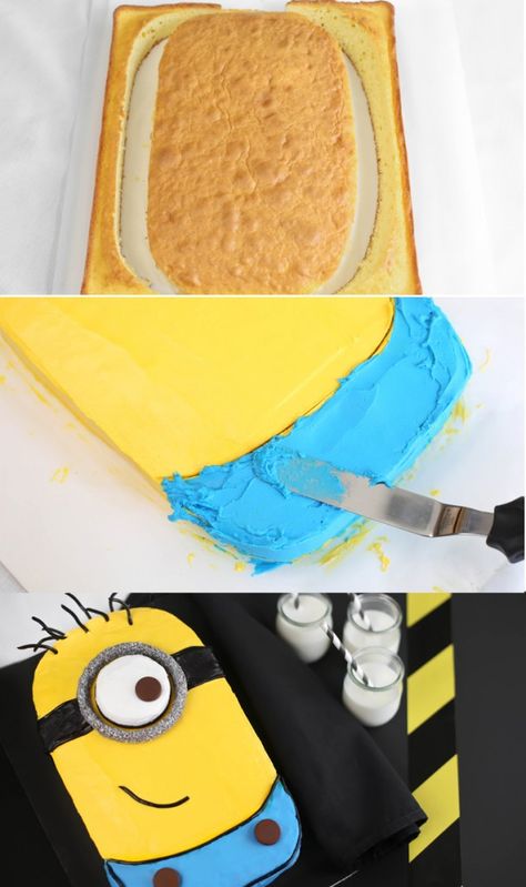 easy do it yourself minions cake Diy Minion Party, Minion Party Food, New Minions Movie, Cake Recipe For Decorating, Banana Pudding Trifle, Diy Party Food, Diy Minions, Minion Birthday Cake, Minions Party