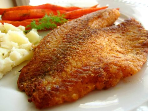 Deliciously seasoned tilapia (white fish) dish.  I threw this together, and the whole family including the kids devoured it and wanted more!  Fast and easy dish. Seasoned Tilapia, Fried Tilapia Recipes, Pan Fried Tilapia, Fried Tilapia, Tilapia Recipe, Tilapia Recipes, Easy Dishes, Fried Fish, Fish Dishes