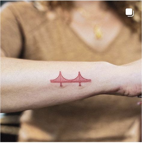 Small Bridge Tattoo, San Francisco Tattoo Ideas, Golden Gate Bridge Tattoo, San Francisco Tattoo, Bridge Tattoo, Cute Tattoos On Wrist, Future Tattoos, Cute Tattoos, Golden Gate