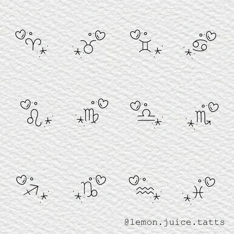 Tato Minimal, Horoscope Tattoos, Tato Henna, Bts Tattoos, Desain Quilling, Small Pretty Tattoos, Cute Little Tattoos, Zodiac Tattoos, Cute Tiny Tattoos