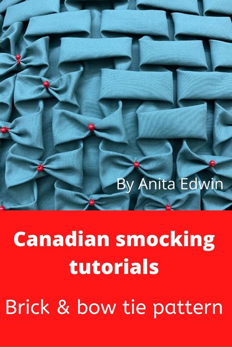 Smocking Patterns Step By Step, Canadian Smocking Patterns, Bow Tie Pattern, Sewing Bias Tape, Diy Cushion Covers, Smocking Pattern, Canadian Smocking, Sewing Coat, Smocking Tutorial