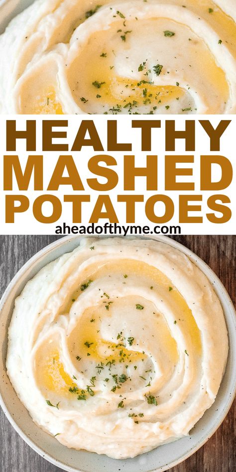 Healthy Mashed Potatoes Creamiest Mashed Potatoes, Healthy Mashed Potatoes, Easy Holiday Side Dishes, Roasted Garlic Mashed Potatoes, Holiday Side Dish, Vegetable Side Dishes Recipes, Healthy Thanksgiving, Holiday Side, Garlic Mashed Potatoes