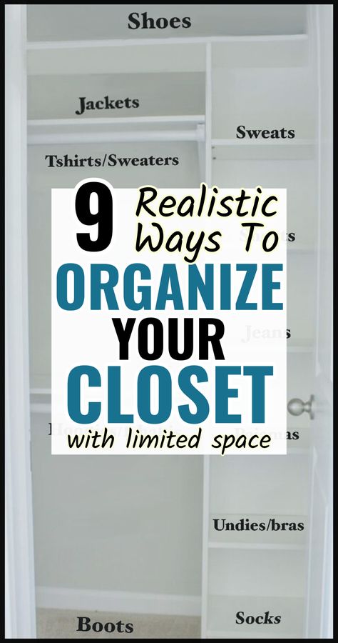 Realistic Closet Organization Ideas That Actually Work For Small Closets Small Closet Redo Diy, Small Bedroom Closet Shelving Ideas, Closet Layout Ideas Bedrooms, Shallow Closet Design, 4 Ft Closet Organization, Closet Organization Small Space, Simple Small Closet Ideas, How To Save Space In Closet, Awkward Closet Space