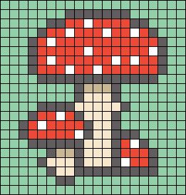 20x20 Cross Stitch Pattern, 20x20 Pixel Art Grid, Pixel Art Easy Minecraft, Perler Bead Mushroom Pattern, Mushroom Grid Pattern, Pixel Art 20x20 Grid, Mushroom Alpha Pattern, 20x20 Pixel Art, Pixel Art Autumn