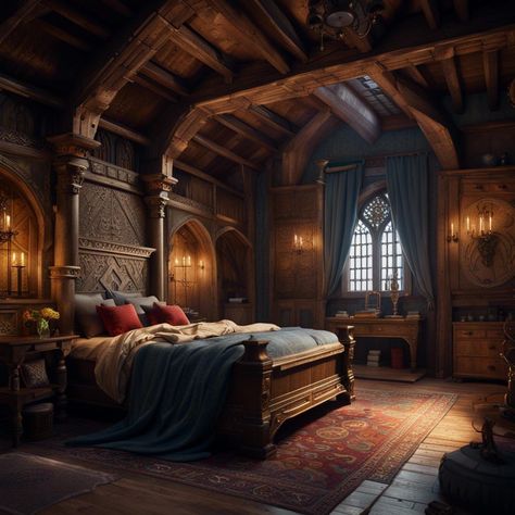 Bedroom Map Dnd, Fantasy Inn Room, Fantasy Bedroom Medieval, Medieval Castle Bedroom, Medieval Room Decor, Inn Bedroom, Inn Aesthetic, Tower Bedroom, Fantasy Inn