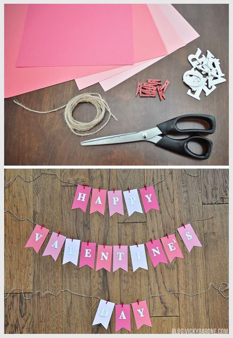 Pinterest Valentines, Diy Valentine's Day, Diy Valentines Decorations, Diy Valentine, Diy Garland, Saint Valentine, Valentines Party, Simple Valentine, Romantic Valentine