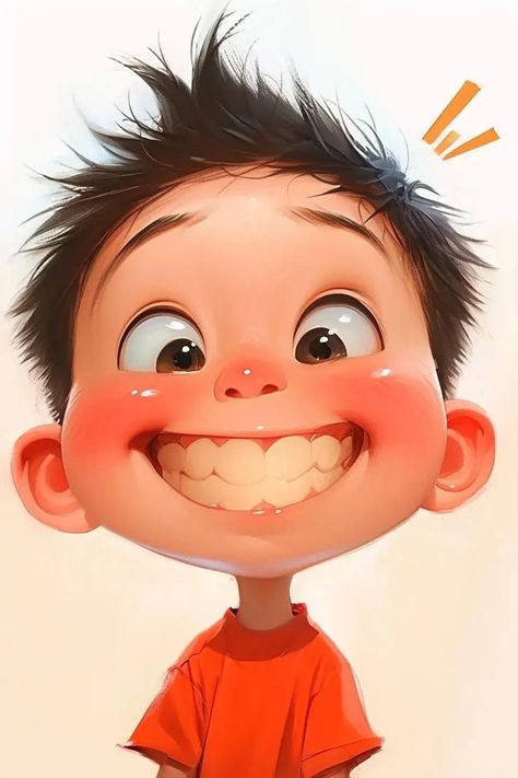 Happy Face Cartoon, Whimsical Art Drawings, Funny Face Drawings, Realistic Cartoons, Boy Cartoon, Cartoon Love Photo, Arte Punk, Anime Printables