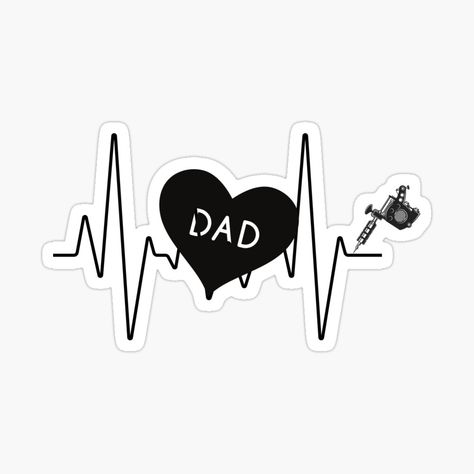 Get my art printed on awesome products. Support me at Redbubble #RBandME: https://www.redbubble.com/i/sticker/Heart-Heartbeat-Tattoos-I-Love-My-Dad-Tattoo-by-haRexia/97637676.EJUG5?asc=u Flatline Tattoo, Heartbeat Tattoos, Heartbeat Tattoo Design, Sticker Heart, Dad Tattoo, Heartbeat Tattoo, Dad Tattoos, I Love My Dad, Heart Svg