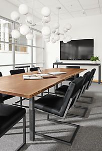 Chilton Conference Table in Walnut - - - Room & Board Modern Office Interiors Lobby, Board Room Table Corporate, Small Corporate Office Design, Conference Room Ideas, Director Room, Municipal Building, Modern Leather Chair, Small Office Design Interior, Conference Room Design