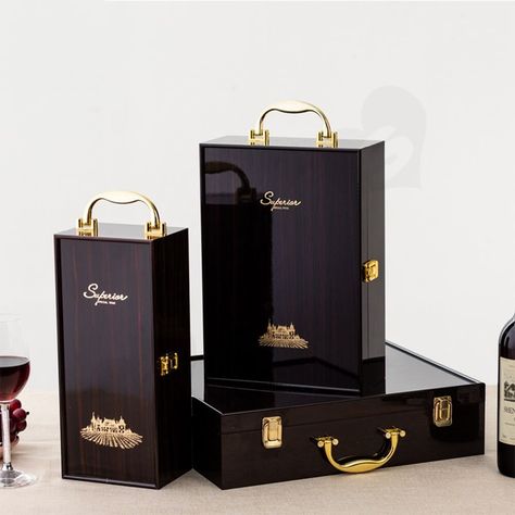 Wood Packaging Design, Wine Box Packaging, Piano Painted, Luxury Wooden Boxes, Luxury Box Packaging, Wine Bottle Box, Boxes Ideas, Wooden Box Designs, Wooden Wine Boxes