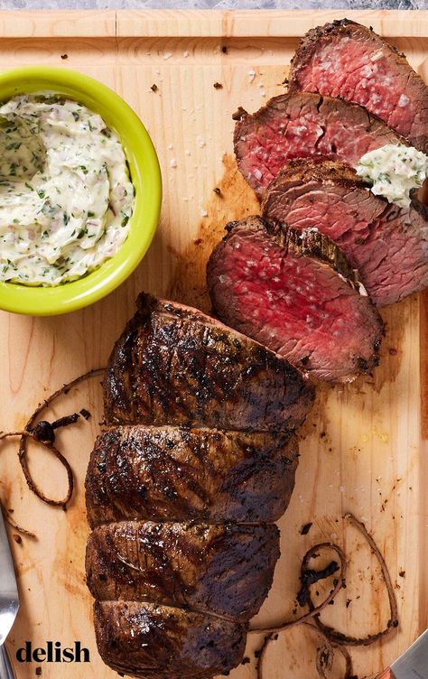 Beef Tenderloin Is Better Than Ever On The GrillDelish Perfect Beef Tenderloin, Steak Ideas, Horseradish Mashed Potatoes, Mashed Potatoes And Green Beans, Grilled Tenderloin, Grilled Green Beans, Whole Beef Tenderloin, Grilled Beef Tenderloin, Beef Tenderloin Recipes