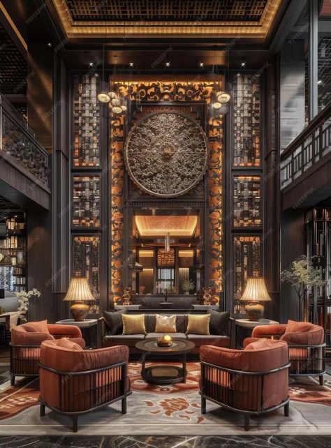 Hotel Lobby | Premium AI-generated image Cozy Hotel Lobby, Luxury Hotel Lobby Lounge, Art Deco Hotel Lobby, Boutique Hotel Lobby, Hotel Lobby Lounge, Modern Hotel Lobby, Lobby Lighting, Luxury Hotels Lobby, Japanese Hotel