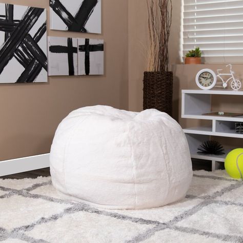 Mack & Milo™ Standard Classic Bean Bag & Reviews | Wayfair Small Bean Bag Chair, Bean Bag Lounge, Small Bean Bags, Faux Fur Bean Bag, Fur Bean Bag, Alternative Seating, Toddler Chair, Kids Bean Bags, Bean Bag Chair Kids