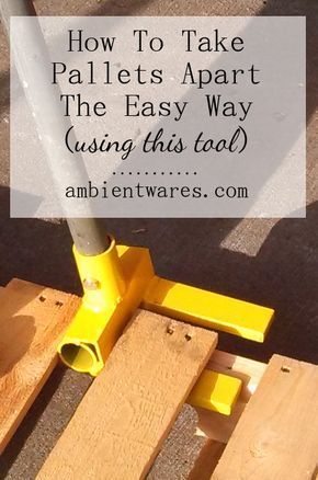 I had no idea this tool would come in so handy when taking pallets apart! It sure beats using a crowbar and hammer! How To Break Pallets Apart The Easy Way Using This Tool ambientwares.com How To Disassemble Pallets, Pallet Buster, Pallet Tool, Used Pallets, Diy Planter Box, Real Wood Floors, Wooden Pallet Furniture, Pallet Creations, Wooden Pallet Projects