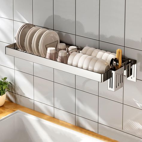 Kitchen wall-mounted draining rack above sink shelf stainless steel dish rack, 55CM-95CM (Size : 75 cm/29.5 inches) Dish Drying Rack Space Saving, Above Sink Shelf, Wall Mounted Dish Rack, Kitchen Sink Drying Rack, Wall Drying Rack, Draining Rack, Sink Drying Rack, Above Sink, Drying Rack Kitchen