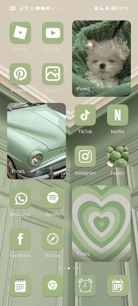 Es mi pantalla con pines aesthetic verdes y los iconos aesthetic Verde Aesthetic, Pines Aesthetic, Aesthetic Vintage, Green Aesthetic, Sage Green, Green, Quick Saves, Instagram, Color