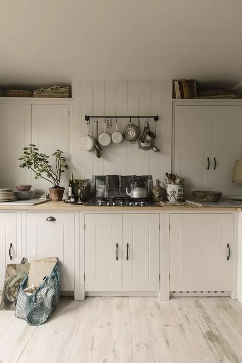 How to be creative with space in the kitchen | House & Garden British Standard Kitchen, White Kitchen Traditional, Tongue And Groove Walls, Tongue And Groove Panelling, Declutter Kitchen, Devol Kitchens, Standard Kitchen, Cream Kitchen, Cottage Shabby Chic