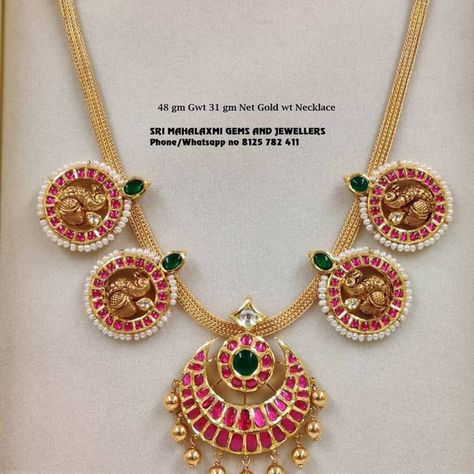 Light Weight Gold Choker Set, Thali Chain, Kemp Necklace, Ruby Jewelry Necklaces, Simple Necklaces, Antique Gold Jewelry Indian, Kundan Jewelry, Antique Jewellery Designs, Gold Jewelry Simple Necklace