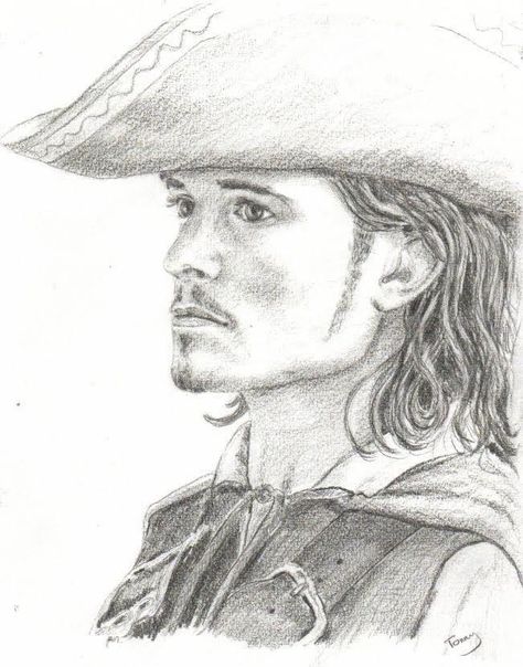 Orlando Bloom Pirates, Jack Sparrow Drawing, Kaptan Jack Sparrow, Elizabeth Swann, Dragon Sketch, Celebrity Drawings, Captain Jack Sparrow, Orlando Bloom, Jack Sparrow