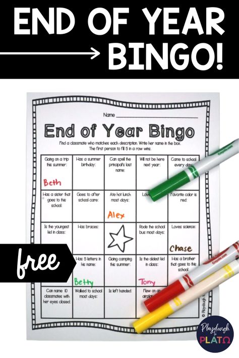 Help students reminisce about the past school year and look forward to summer break with this fun End of the Year Bingo game. Last Day Activities, End Of Year Bingo, Activities For High School Students, Eoy Activities, Activities For High School, Science Room, End Of Year Party, Activities For Students, Classroom Idea