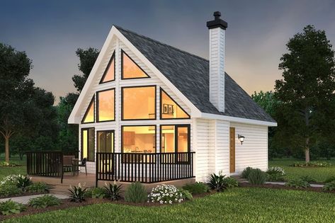 Cabin Style House Plan - 2 Beds 1 Baths 761 Sq/Ft Plan #18-4501 - Houseplans.com Affordable Lake House Plans, 1000 Sq Ft House Plans With Loft, 24×32 Cabin Plans, 700 Sq Ft House Plans With Loft, 2 Bedroom Tiny House With Loft, 1200 Sq Ft Lake House Plans, Small Lake House Floor Plans, 2 Bedroom House Plans With Loft, Small Lakefront Homes