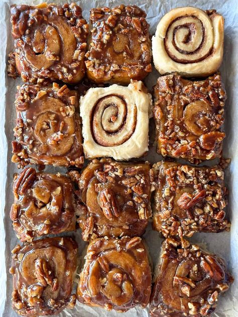 Sourdough Sticky Buns - Foragers of Happiness Sourdough Sticky Buns, Sourdough Gingerbread, Pumpkin Roll Recipe Easy, Gingerbread Biscotti, Sourdough Pumpkin, Recipe Using Sourdough Starter, Sourdough Cinnamon Rolls, Pumpkin Rolls Recipe, Sticky Buns Recipes