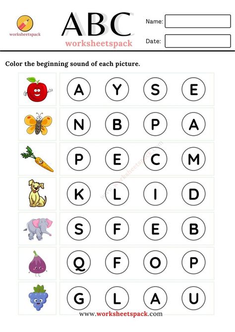 Kindergarten worksheets free PDF. Worksheet For Nursery Class, Abc Preschool, Free Printable Alphabet Worksheets, Preschool Phonics, Letter Recognition Worksheets, Phonics Worksheets Free, Beginning Sounds Worksheets, Holiday Homework, Kindergarten Phonics Worksheets