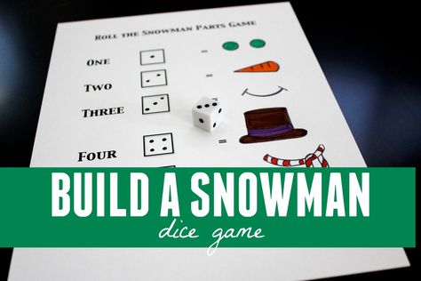 Toddler Approved!: Build a Snowman Dice Game Dice Games For Preschoolers, Snowman Dice Game, Snowman Games, Games For Preschoolers, Toddler Teacher, Printable Snowman, Pick Up Sticks, Make A Snowman, Winter Preschool