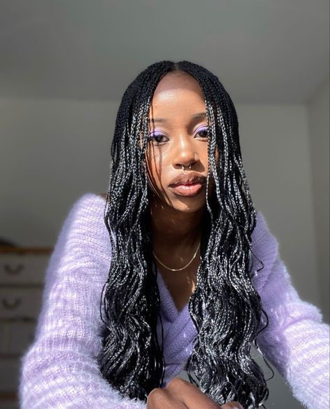 Medium Micro Braids, Medium Braids For Black Women, Box Braids Inspiration, Medium Braids, Micro Braids Styles, Micro Braids Hairstyles, Box Braids Hairstyles For Black Women, Braids Hairstyles Pictures, Cute Box Braids Hairstyles