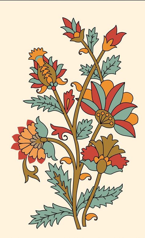 "Unveiling the Intricate Beauty of Mughal Buta: A Journey through Mughal Floral Patterns" Kani Print, Mughal Flowers, Kalam Kari, Mughal Motifs, Mughal Flower, Beautiful Live Wallpaper, Botanical Flower Art, Folk Art Flowers, Png Flower