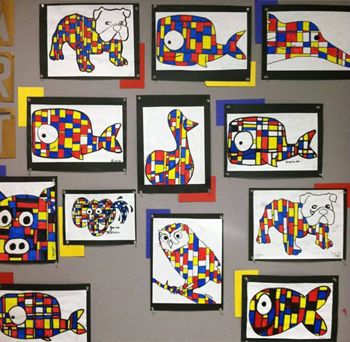 Mondrian Kids Art, Mondrian Kids, Mondrian Art Projects, Ivan Cruz, Winter Art Lesson, Mondrian Art, Art Curriculum, Creative Arts And Crafts, Elementary Art Projects