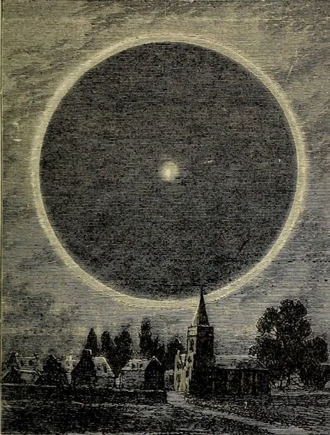 Flowers of the Sky by Richard A. Proctor - 1879 - Flashbak Lunar Halo, Moon Halo, Night Paintings, Halo Drawings, East Of The Sun, Los Angeles Police Department, The Catacombs, Moon Drawing, East Village