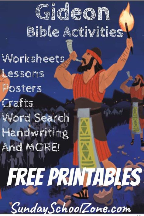 Free, Printable Gideon Bible Activities on Sunday School Zone Gideon Bible, Sunday School Worksheets, Free Sunday School Lessons, Weak People, Bible Crafts Sunday School, About Bible, Bible Activities For Kids, Bible Story Crafts, Preschool Bible