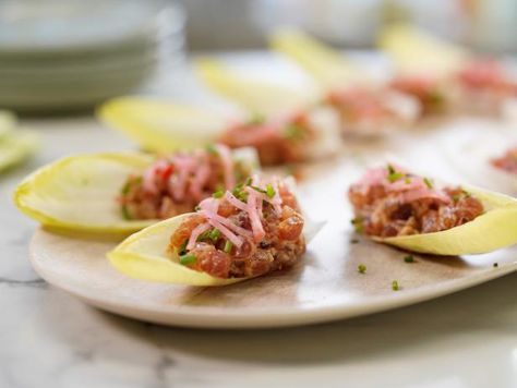 Spicy Tuna Tartare Recipe, Tuna Tartare Recipe, Tartare Recipe, Geoffrey Zakarian, The Kitchen Food Network, Tuna Tartare, Cocktail Party Food, Sausage Dishes, Spicy Tuna