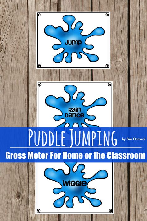 Spring Gross Motor Game – Puddle Jumping Rain Gross Motor Activities, Weather Gross Motor Preschool, April Showers Lesson Plans For Preschool, Water Lesson Plans For Toddlers, Weather Games Preschool, Preschool Rain Activities, Spring Weather Activities Preschool, Indoor Gross Motor Preschool, Gross Motor Games For Preschoolers