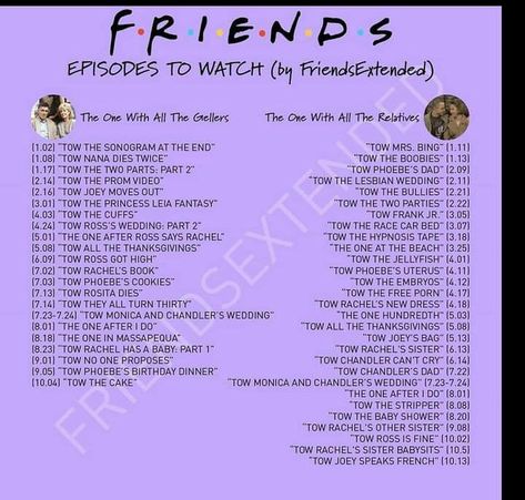 Friends Episodes List, Friends Episodes To Watch When, Friends Episodes To Watch, Friends Best Episodes, Friends Episodes, Friends Funny Moments, Friends Tv Show, Friend Outfits, Friends Tv