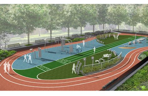 photo City Playground, Sports Facility Architecture, Urban Design Diagram, Urban Design Architecture, Master Thesis, Jogging Track, Sports Field, Public Space Design, Sport Park