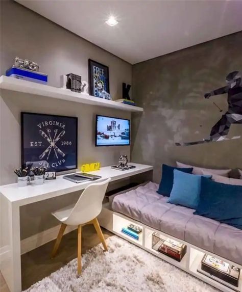 Guests Bedroom, Small Kids Bedroom, Small Bedroom Ideas For Couples, Inspirational Quotations, Creative Kids Rooms, Study Room Design, Teen Boy Bedroom, Small Room Design, Bedroom Modern