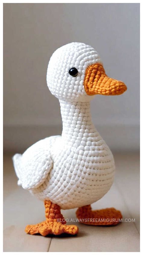 Crochet Goose Amigurumi Free Pattern Free Goose Crochet Pattern, Crochet Ducks Free Pattern, Goose Crochet Pattern Free, Crochet Goose Pattern Free, Duck Crochet Pattern Free, Crochet Duck Pattern Free, Free Crochet Animal Patterns, Crochet Squishmallow, Goose Crochet Pattern