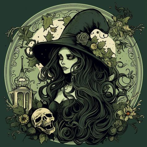 Photo art nouveau art style gothic witch... | Premium Photo #Freepik #photo Witch Art Nouveau, Art Nouveau Vampire, Art Nouveau Halloween, Goth Art Nouveau, Art Nouveau Gothic, Goth Wallpapers, Gothic Art Nouveau, Moon Nature, Photoshoot Art