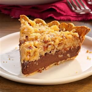 Contest-Winning German Chocolate Pie Recipe -Thanksgiving dinner at our house includes an average of 25 guests and a dozen different pies. This one has all the luscious flavor of German chocolate cake. A friend who tried it told me he wanted it to be his birthday pie from now on.—Debbie Clay, Farmington, New Mexico German Chocolate Pie Recipe, German Chocolate Pie, German Chocolate Pies, Chocolate Pie Recipe, Pear Pie, Pie Party, Chocolate Pie Recipes, Sweet Pies, Traditional Cooking