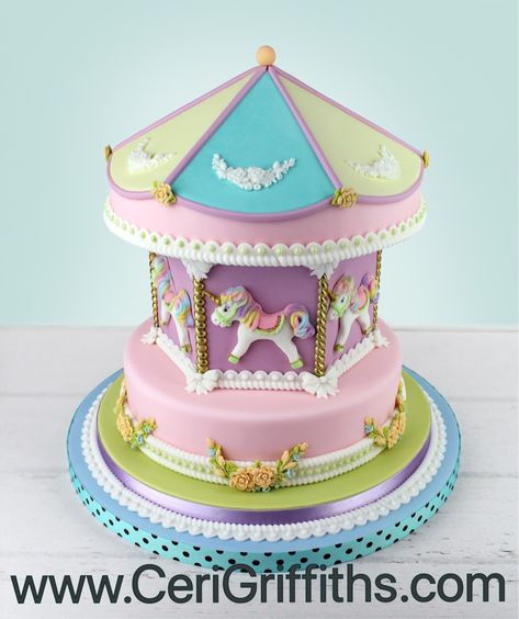 ❤️ Candy Bar Comunion, Carnival Cake, Carousel Birthday Parties, Carnival Cakes, Carousel Cake, Carousel Birthday, Fantasy Cake, Pastel Party, Animal Cake