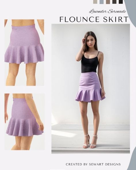 🎀 Introducing the Lavender Serenade Flounce Skirt! 🎀 Add a touch of elegance to your wardrobe with our latest sewing pattern. This skirt features a stylish high-waist design and a playful flounce hem, perfect for any occasion. 🔹 Skill Level: Advanced beginner 🔹 Fabric Recommendations: Lightweight woven fabrics like cotton, linen, or satin 🔹 Sizes: XXS - XXL 🔹 Step-by-step instructions included! Swipe to see different angles. Don’t forget to share your creations with us using #SewartDesigns... Lavender Skirt, Flounce Skirt, Woven Fabrics, Sewing Skirts, Pattern Drafting, Different Angles, Sewing Pattern Design, Sewing For Beginners, Handmade Fashion