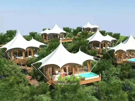 China Luxury Sustainable Hospitality Rainforest Resort with Tent Pool Villas - Thailand supplier Luxury Camping Tents, Resort Interior, Eco Lodges, Glamping Resorts, Luxury Sustainable, Resort Architecture, Camping Resort, Luxury Glamping, Glamping Site