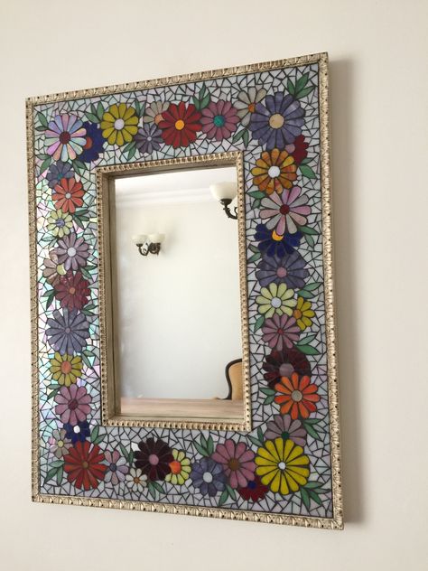 Tile Mirror Frame, Flowers Mirror, Pearl Glasses, Mosaic Mirror Frame, Mosaic Mirrors, Mosaic Tile Mirror, Mothersday Gift, Mosaic Inspiration, Colorful Mosaic