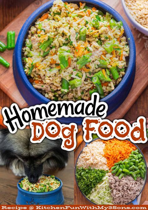 With this Homemade Dog Food, you can ensure that your canine companion is always enjoying a healthy meal. It’s made with real and fresh ingredients that they will love. Making Fresh Dog Food, Home Made Dog Food Recipes Vet Approved, Homemade Dog Meals, Dog Food Recipes Homemade, Dogs Recipes, Fresh Dog Food, Doggy Treats, Make Dog Food, Dog Biscuits Homemade