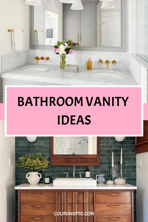 Bathroom Vanity Ideas Bath Vanity Ideas, Black Accent Pieces, Bathroom Vanity Ideas, Colored Sinks, Beautiful Bathroom Vanity, Black Bathroom Sink, Beautiful Bathroom Decor, All White Bathroom, Pink Vanity