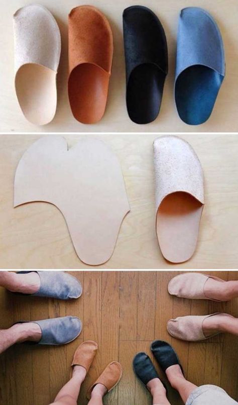 Awesome  Crafts for Men and Manly DIY Project Ideas Guys Love - Fun Gifts, Manly Decor, Games and Gear. Tutorials for Creative Projects to Make This Weekend | Simple DIY Homemade Slippers for Home  |  http://diyjoy.com/diy-projects-for-men-crafts Magical Crafting, Sandal Kulit, Diy En Cuir, Diy Projects For Men, Hantverk Diy, Diy Sy, Projek Menjahit, Diy Slippers, Man Crafts