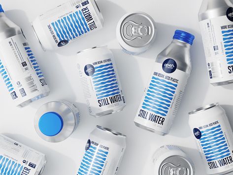 Open Water Refresh on Packaging of the World - Creative Package Design Gallery Sparkling Water Packaging, Water Packaging, Clean Ocean, Creative Package Design, Water Branding, Create Logo, 타이포그래피 포스터 디자인, Aluminum Bottle, Bottled Water